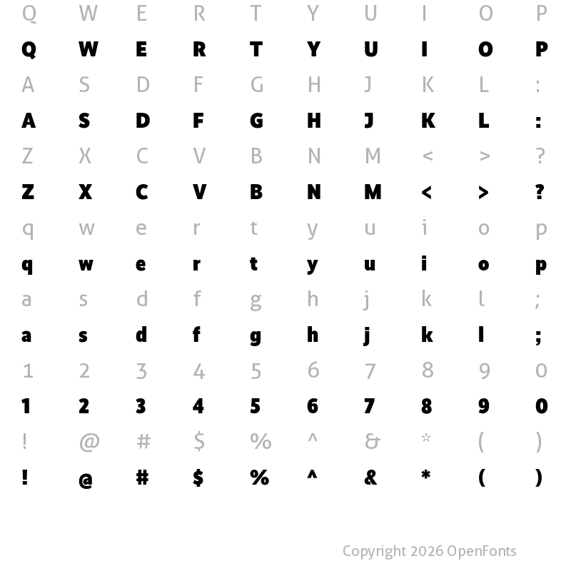 Character Map of RealistNarrow Black