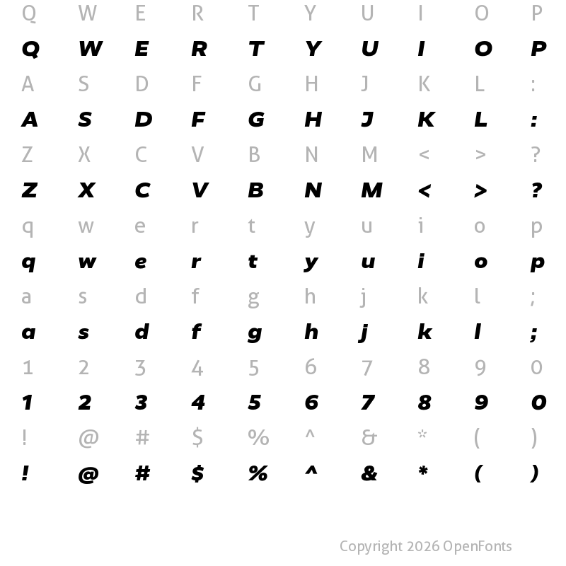 Character Map of RealistWide Black Italic