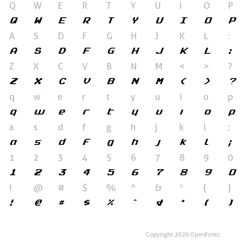 Character Map of Realpolitik Italic Italic