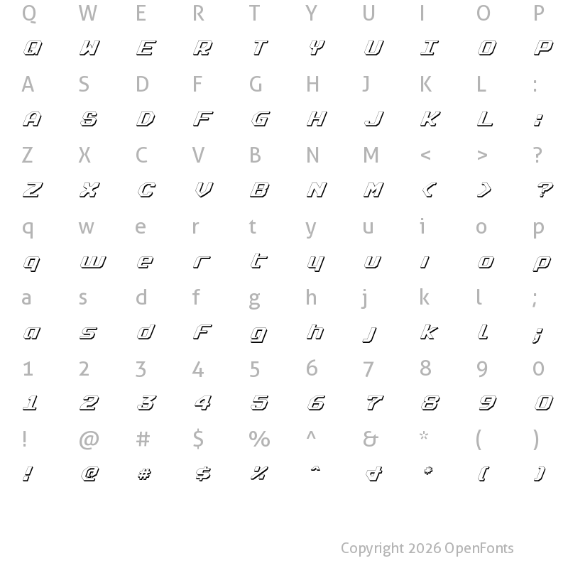 Character Map of Realpolitik Shadow Italic Shadow Italic