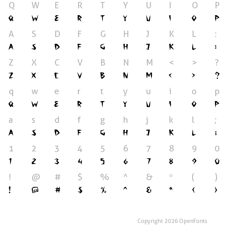 Character Map of REBEL Nation Regular
