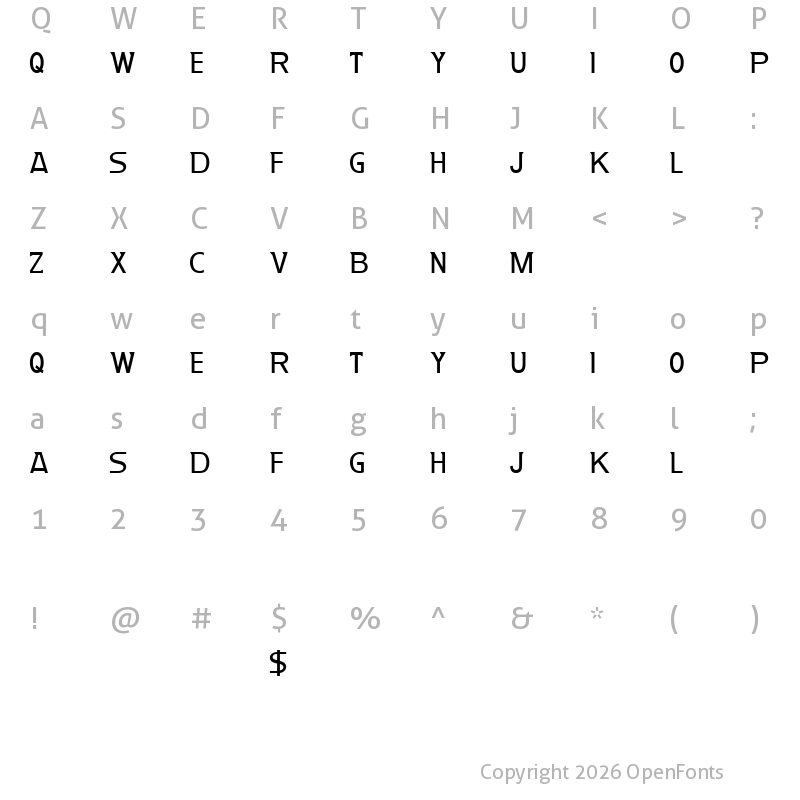 Character Map of Rebel Regular