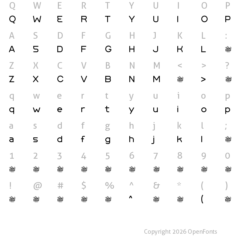 Character Map of REBOG Bold Personal Use