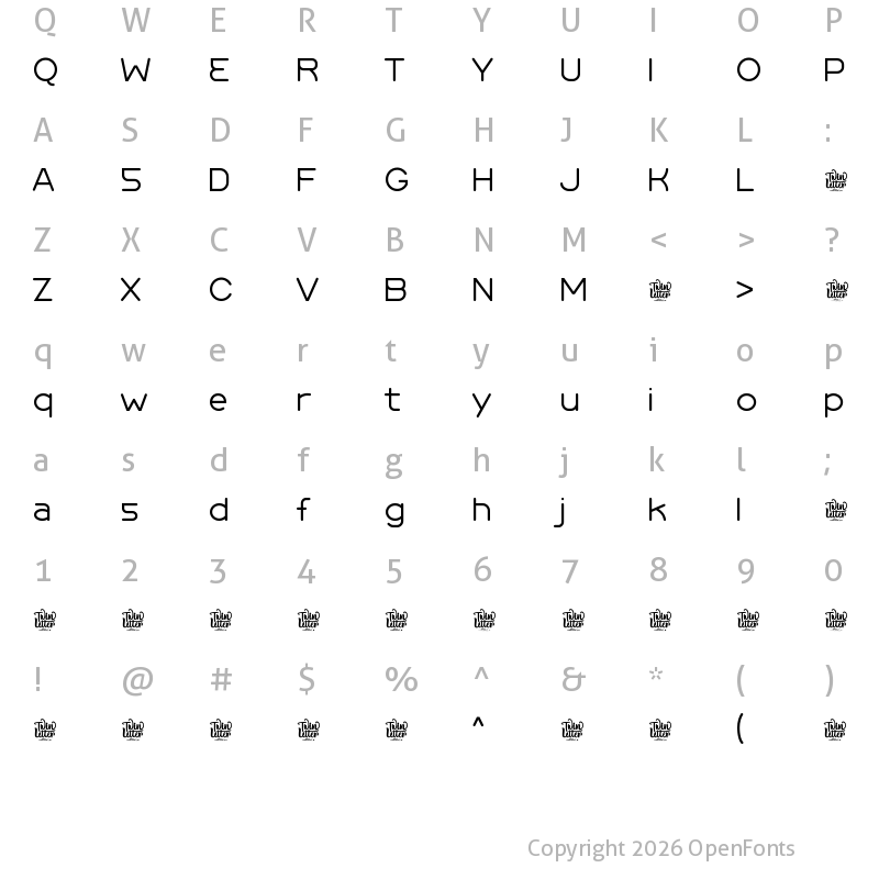 Character Map of REBOG Personal Use