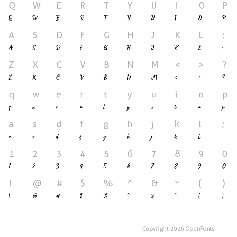 Character Map of Red Bright Demo Regular
