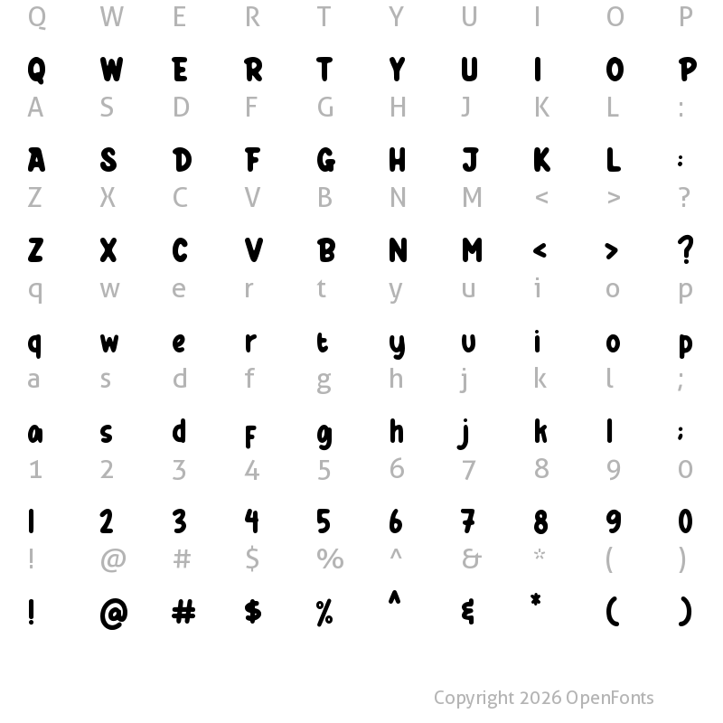 Character Map of RED BURGER Regular