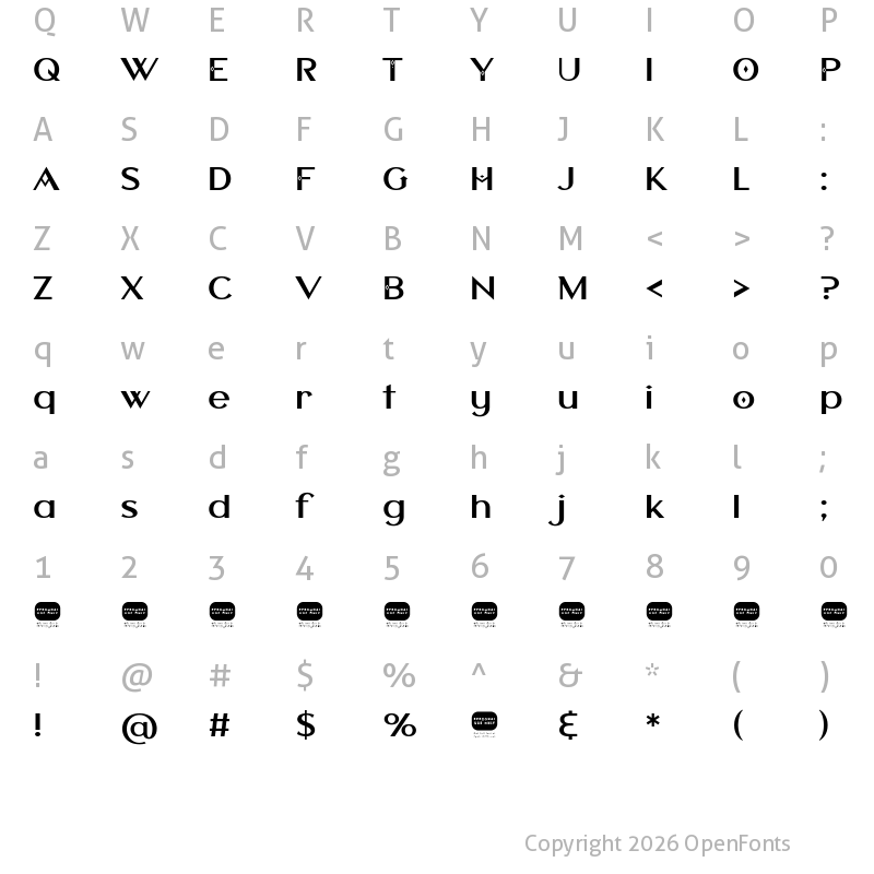 Character Map of Red Glass Regular