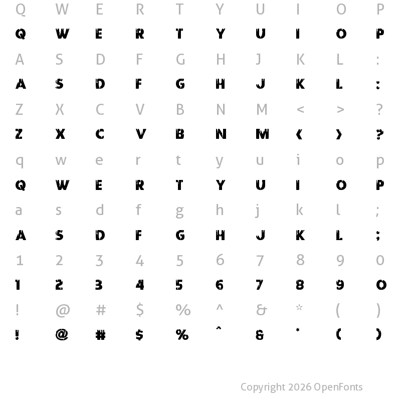 Character Map of Red Undead Staggered Regular