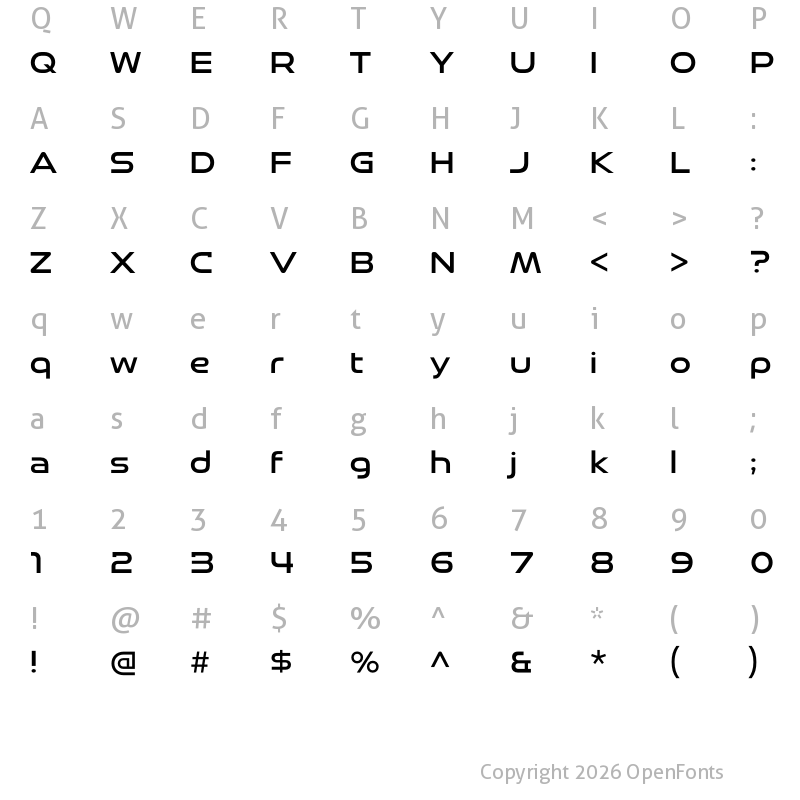 Character Map of Redhawk Regular