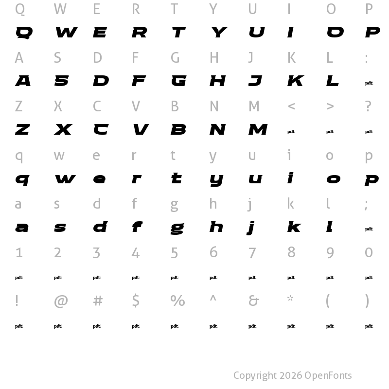 Character Map of REDOB trial Serif Slant