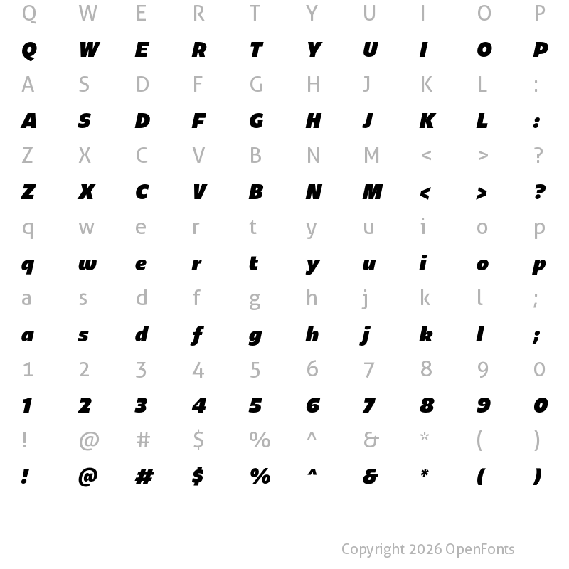 Character Map of Redonda Condensed Black Italic