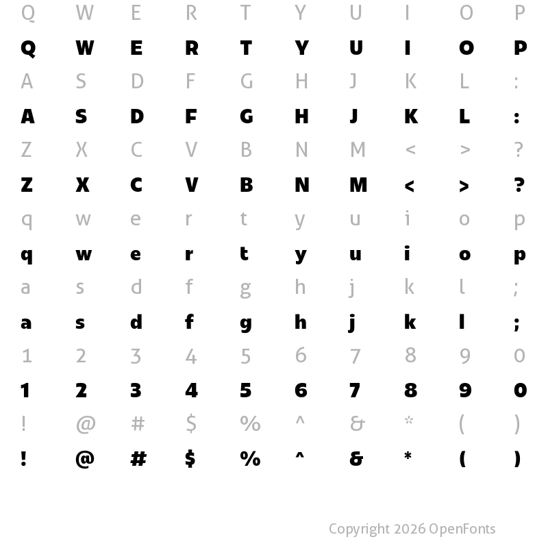 Character Map of Redonda Condensed ExtraBold