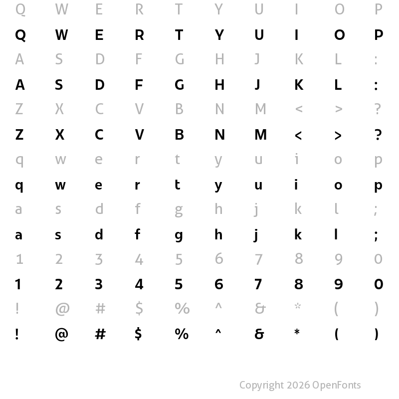 Character Map of Redonda Condensed Medium