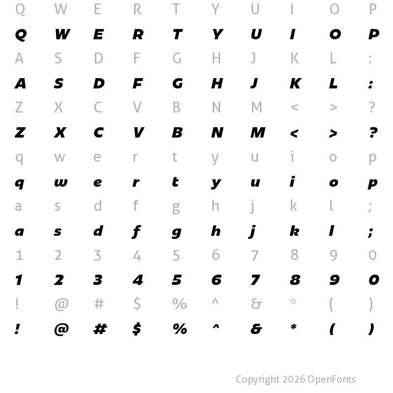 Character Map of Redonda ExtraBold Italic