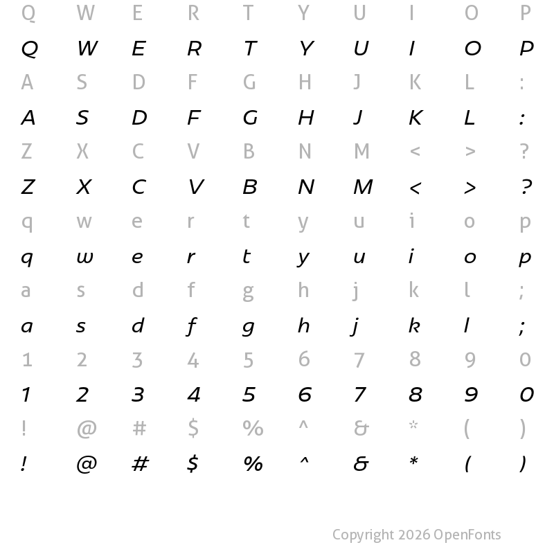 Character Map of Redonda Italic