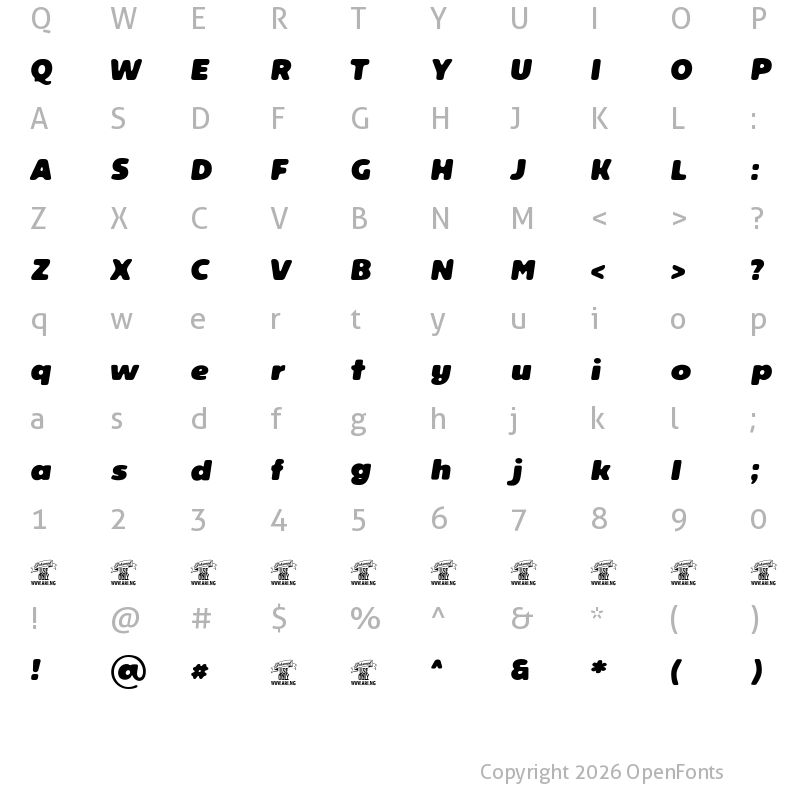 Character Map of Reeler Personal Use Only Regular