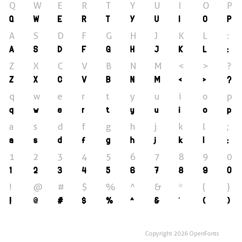 Character Map of Refia Bold