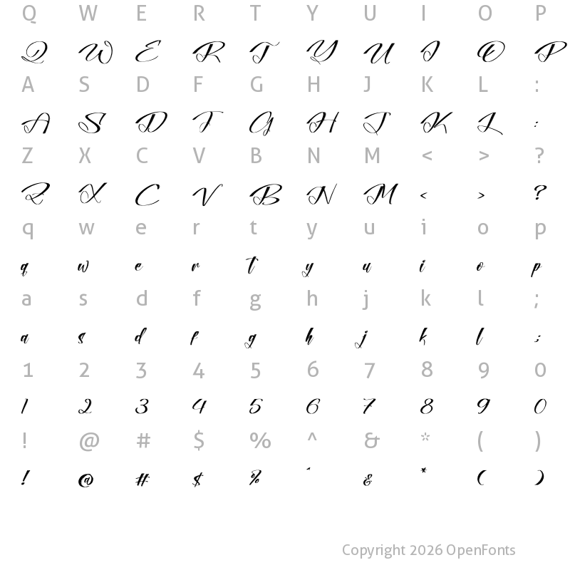 Character Map of Reflonty Granttura Regular