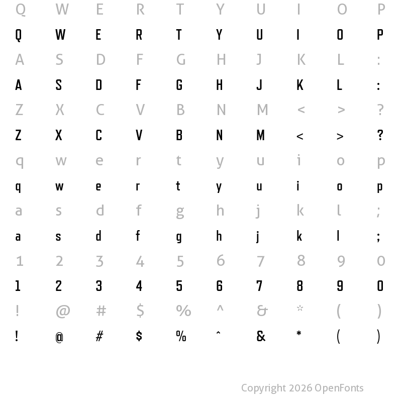 Character Map of Refrigerator Deluxe Bold
