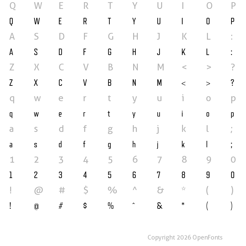 Character Map of Refrigerator Deluxe Regular
