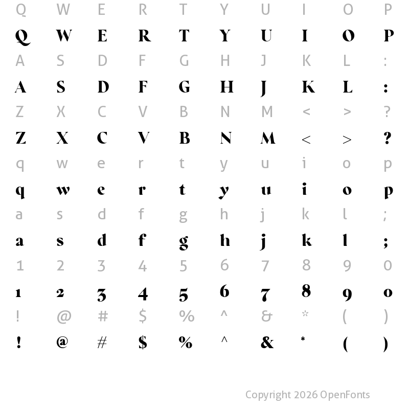 Character Map of Regatto Bold