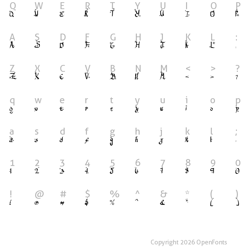 Character Map of ReGifter Stars Regular