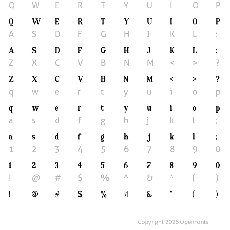 Character Map of Regionaire Regular
