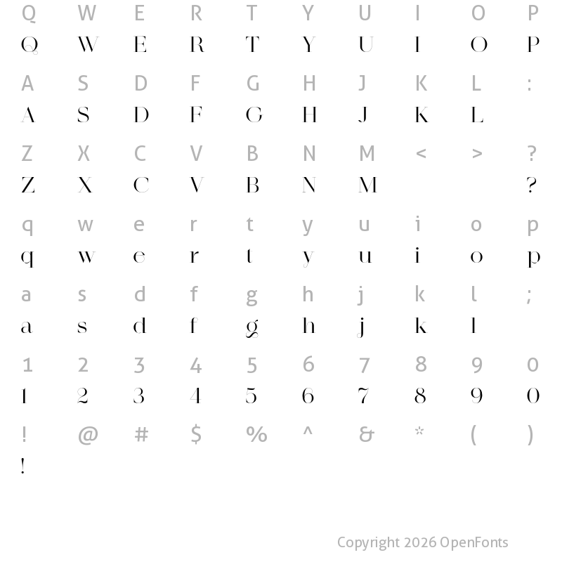 Character Map of Regonia Test Regular