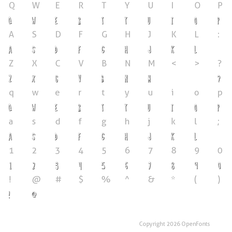 Character Map of Regular Font 2 Regular