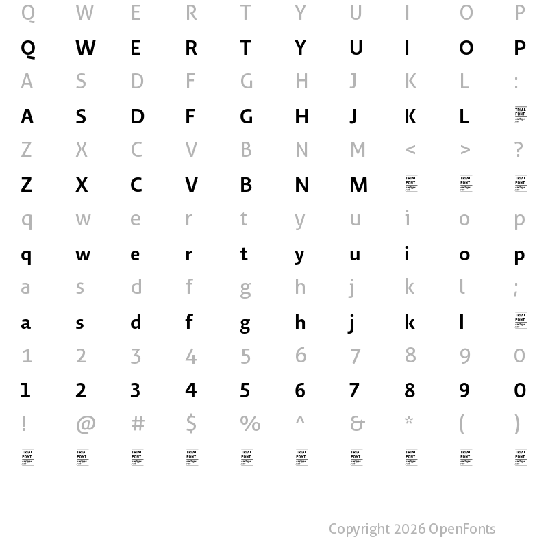 Character Map of Relato Sans TRIAL SemiBold
