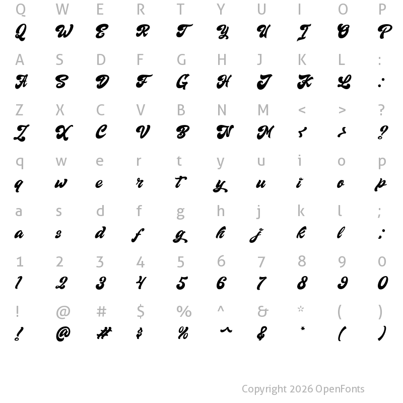 Character Map of Relaxa Regular