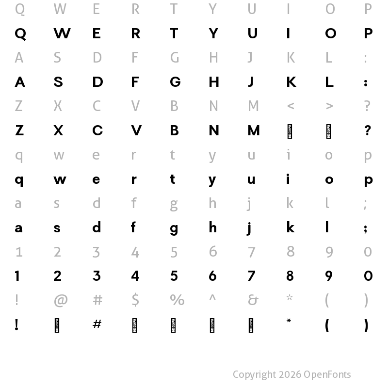 Character Map of Relevance ExtraBold