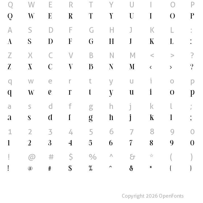 Character Map of Reliesta Regular
