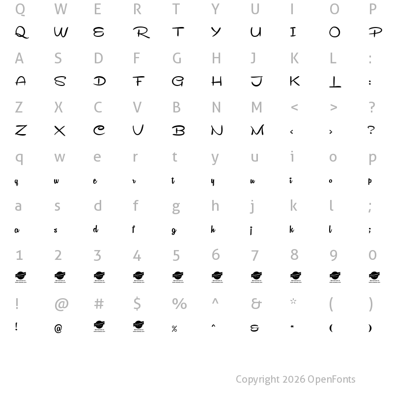 Character Map of Remachine Script Personal Use Regular