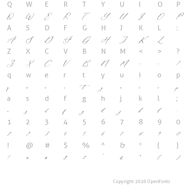 Character Map of Rematho Klorofiland Script Italic