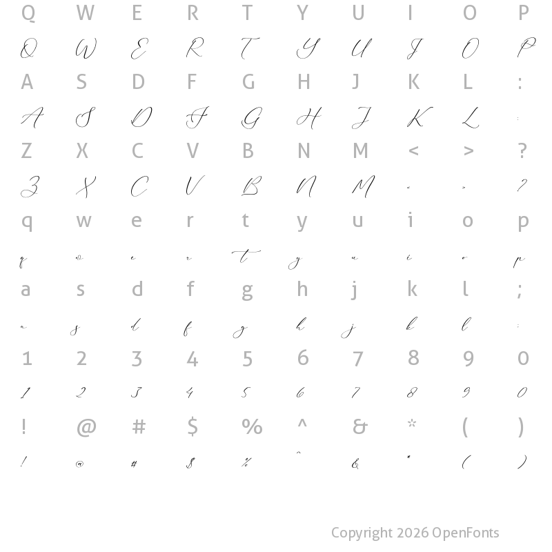 Character Map of Rematho Klorofiland Script Regular