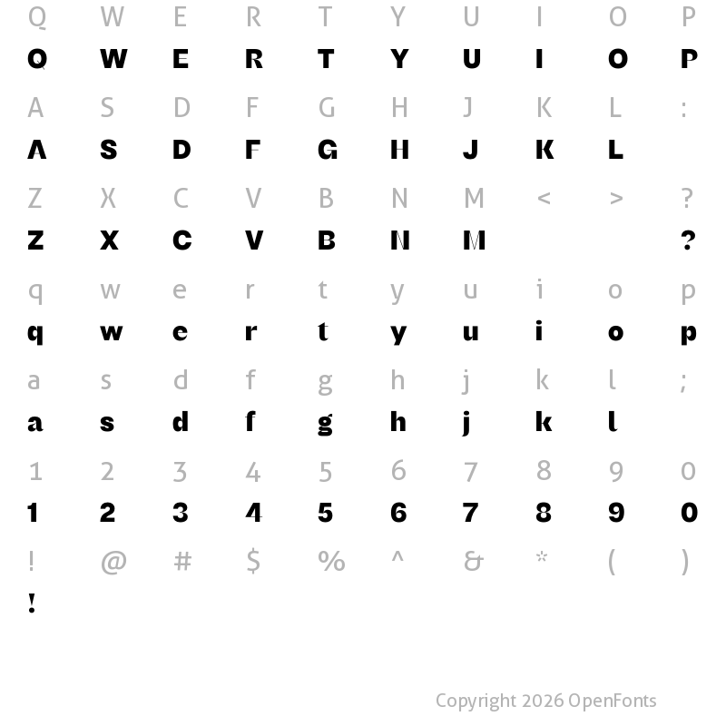 Character Map of Remixa Test Black