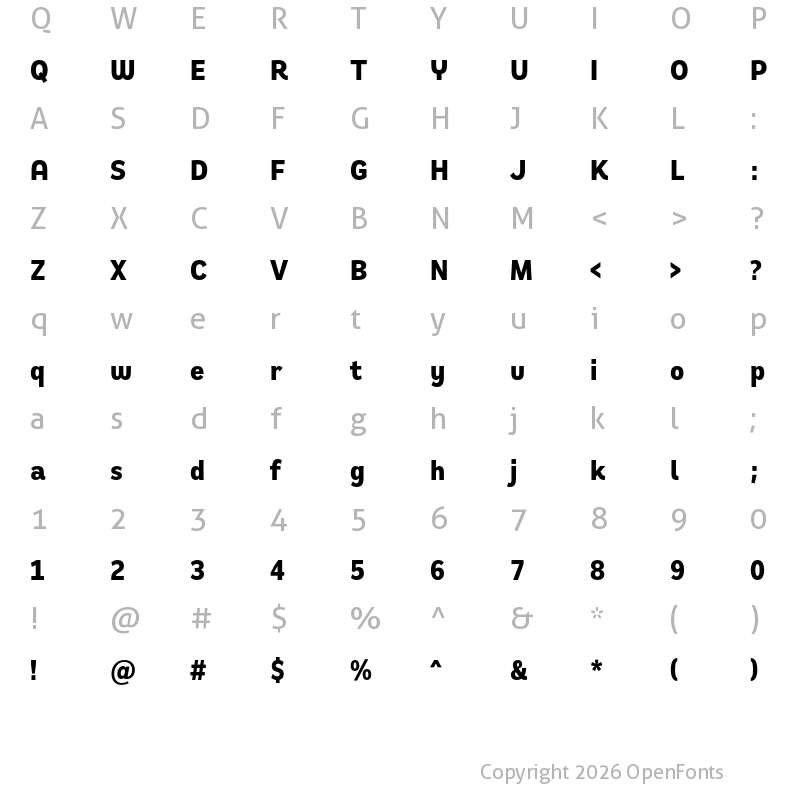 Character Map of Remora Sans W1 Bold