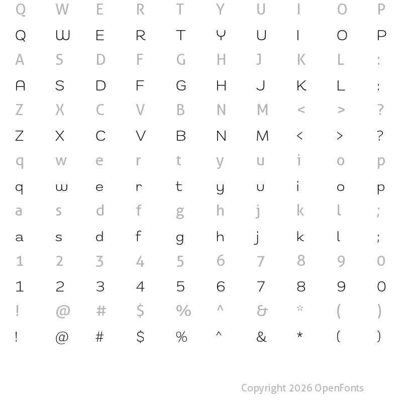 Character Map of Remora Sans W3 Light