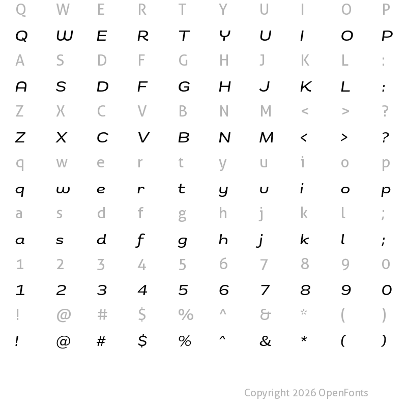 Character Map of Remora Sans W4 Medium Italic