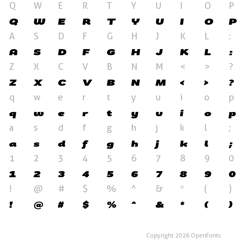 Character Map of Remora Sans W5 Ultra Italic