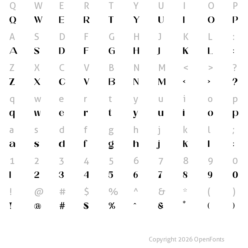 Character Map of Rengita Regular
