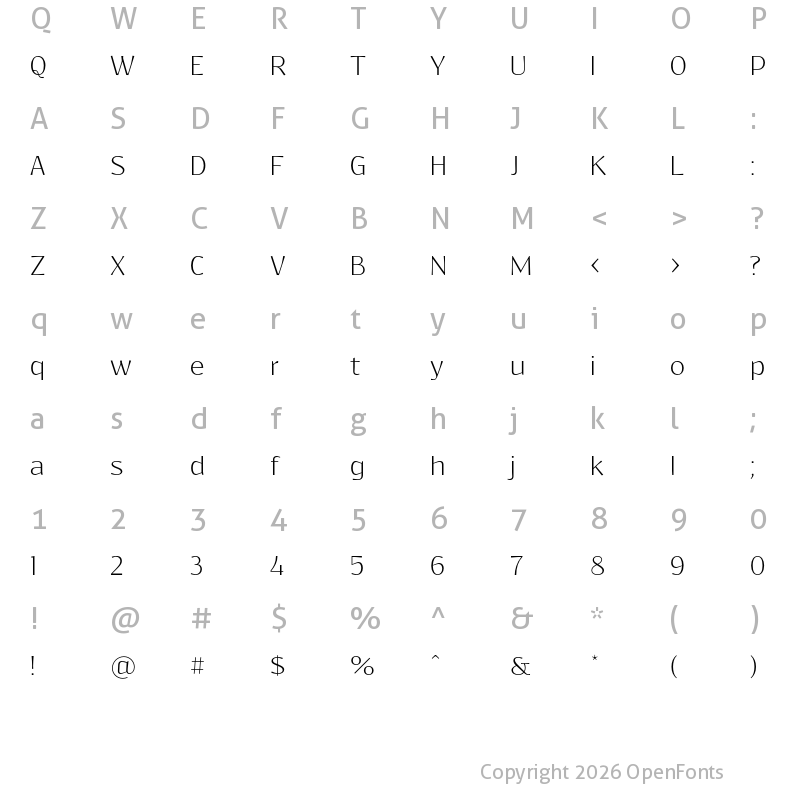 Character Map of Resagokr Light