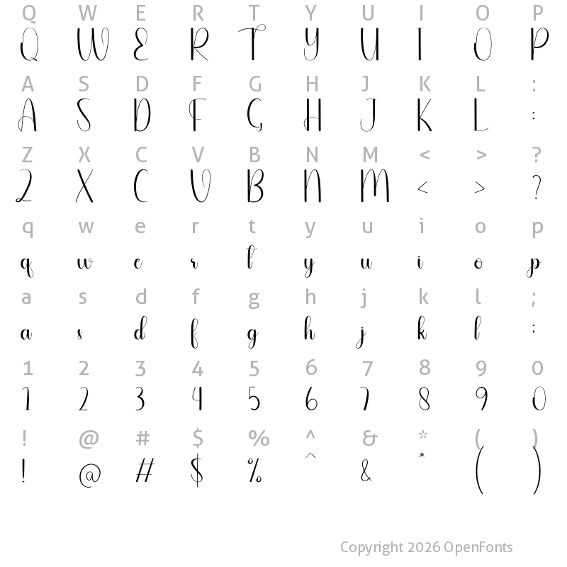 Character Map of Residence Regular