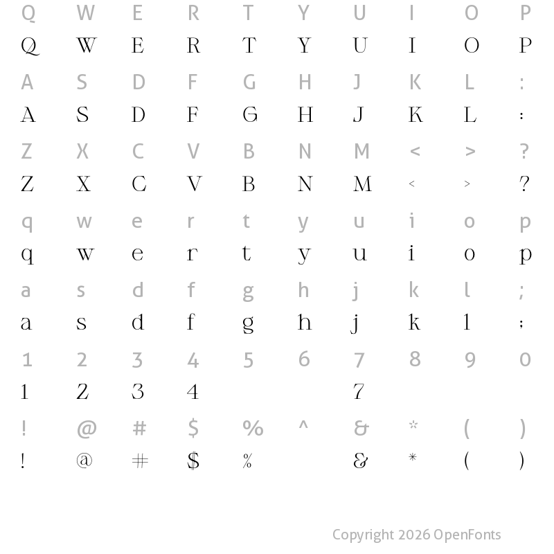 Character Map of Respace Regular
