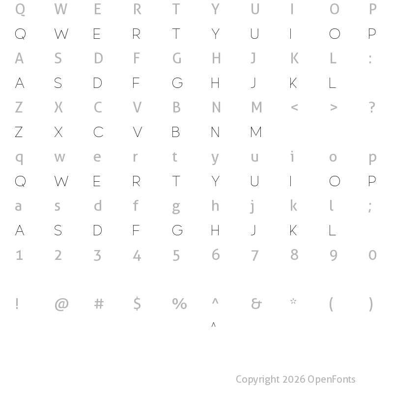 Character Map of Resplendent Thin