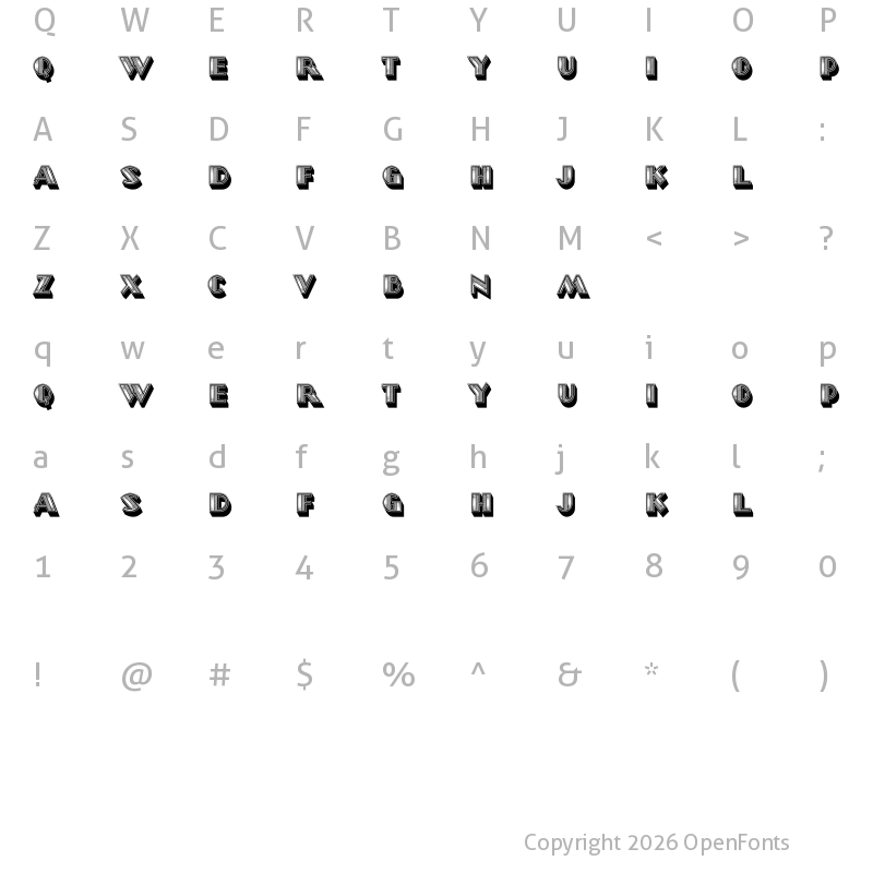 Character Map of Ressa 3D Regular
