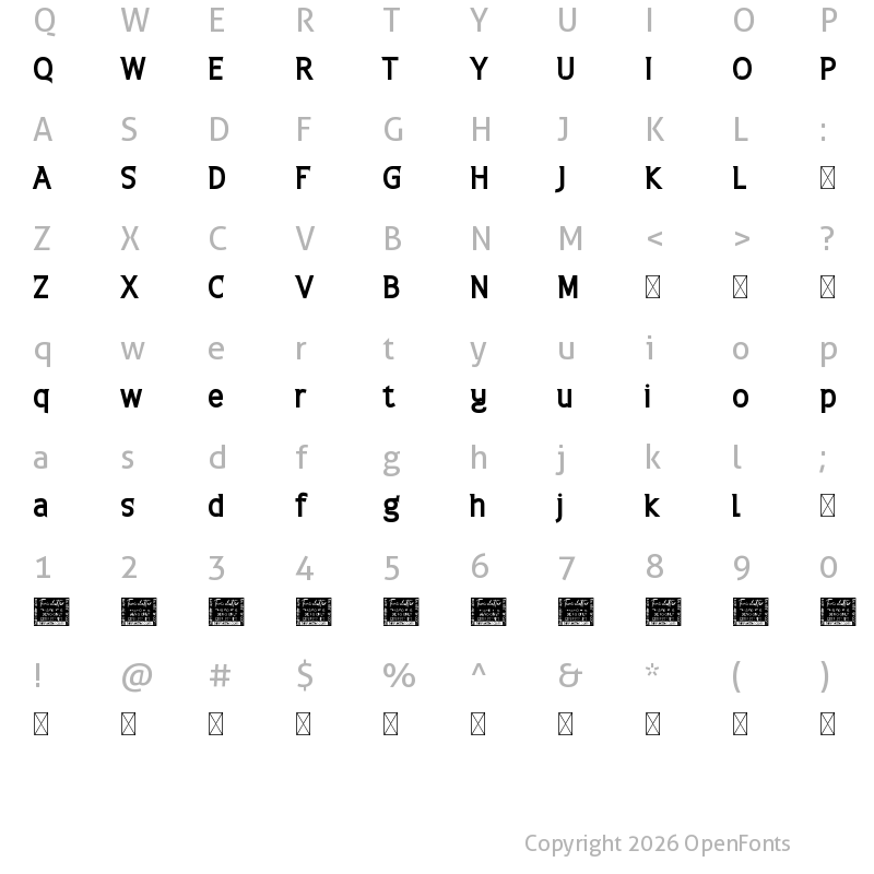 Character Map of Restrict Personal Use