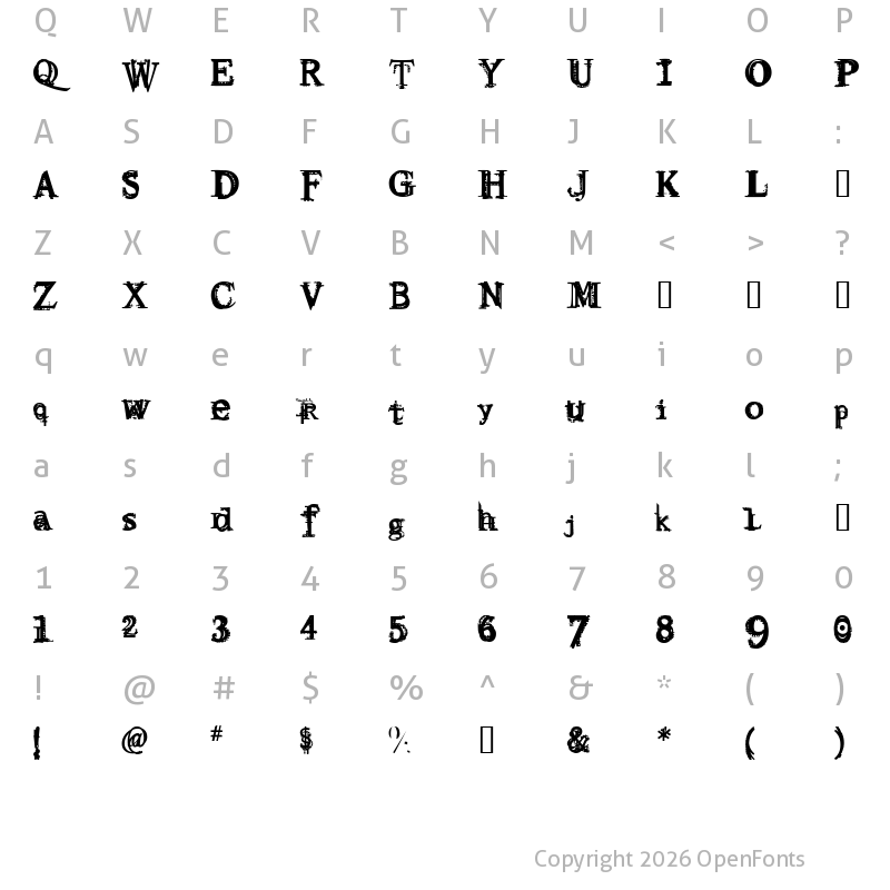 Character Map of Resurrection Regular
