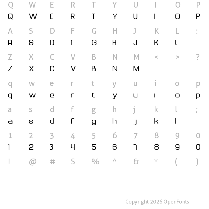 Character Map of Retrade Regular